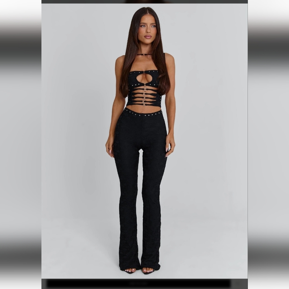 Black Boot Cut Lace Pants - Women